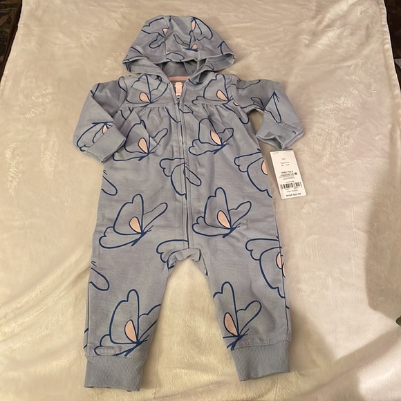 Carters blue butterfly jumpsuit - Picture 2 of 4